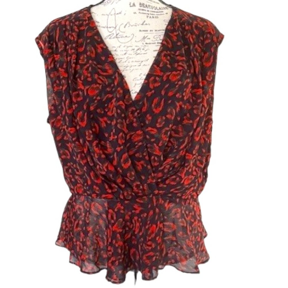 ASTR the Label Leopard Print Faux Wrap - Peplum Top